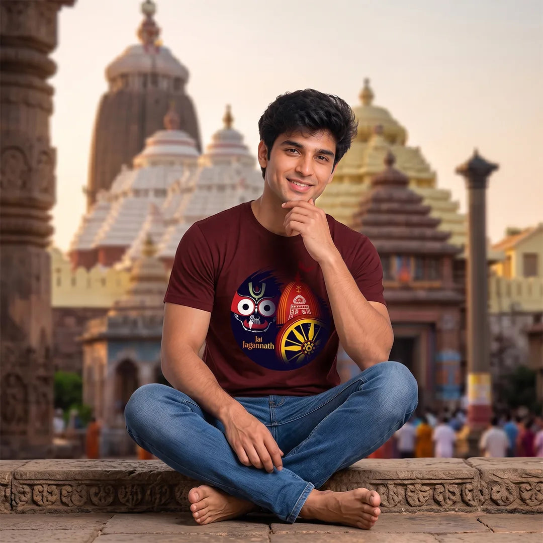 Lord Jagannath Devotional Festival Graphic T-Shirt – 180 GSM Heavyweight Half Sleeve Tee