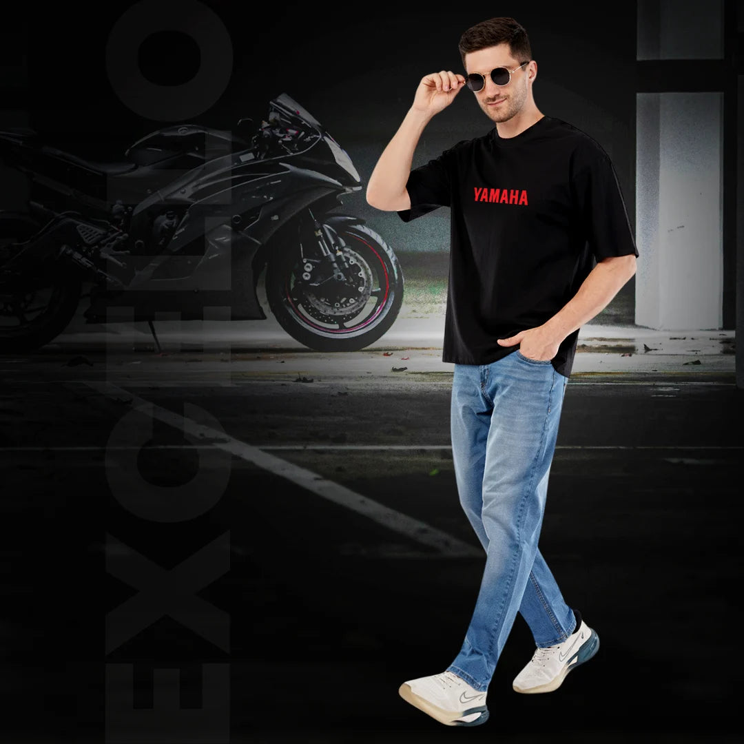 Yamaha YZF R6 Oversized Black T-Shirt for Men - Premium 240 GSM Rich Cotton Biker Graphic Tee