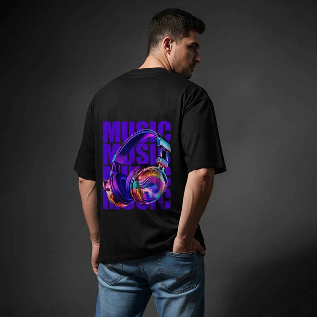 Premium Music Graphic Oversized T-Shirt – Black Streetwear