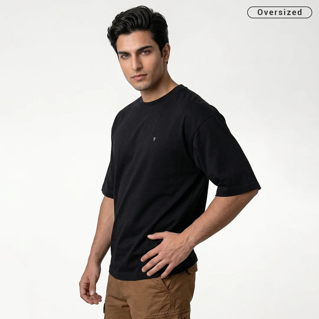 Premium 240 GSM Heavyweight Oversized T-Shirt – 100% Pure Cotton Minimalist Chest Logo Tee