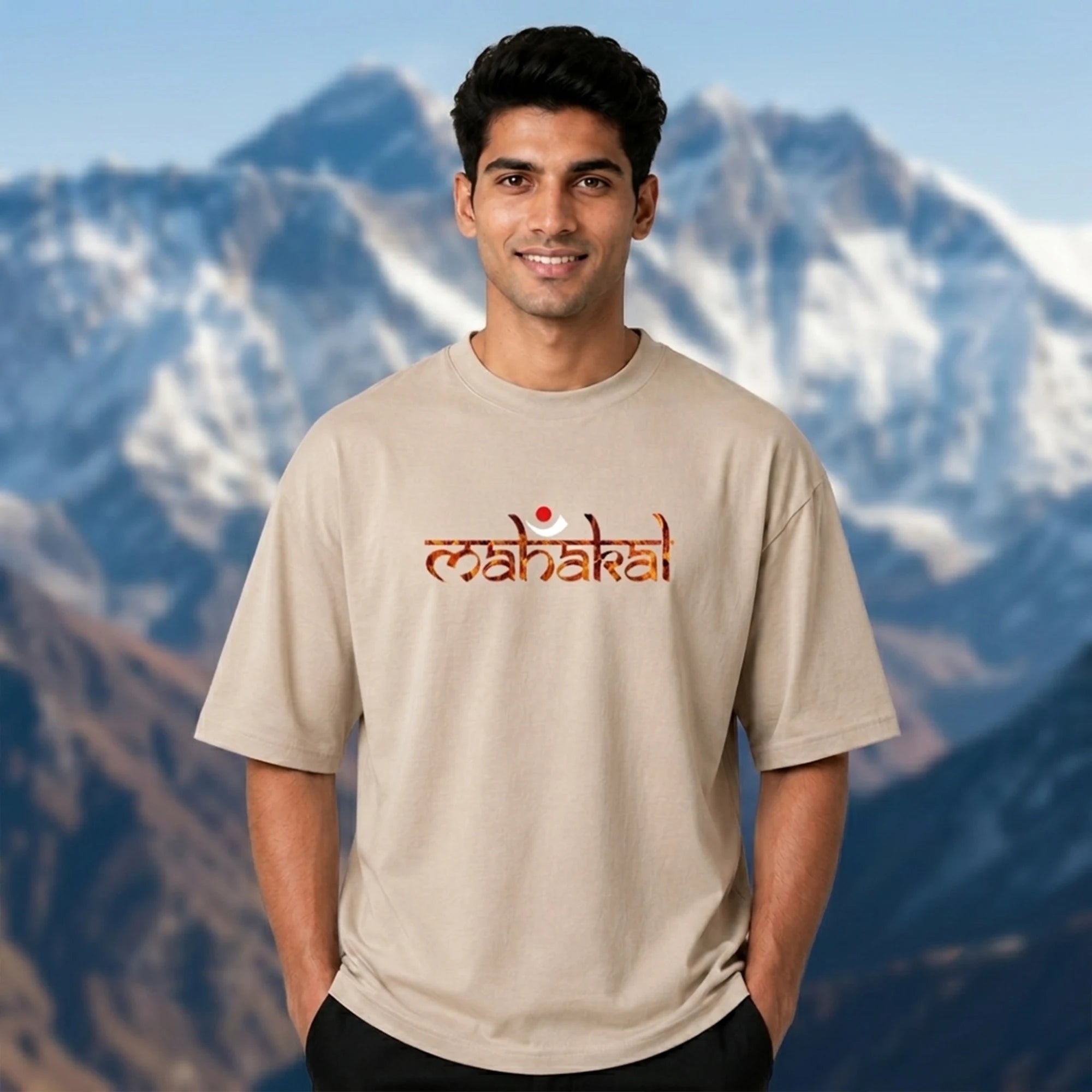 Lord Shiva Mahakal Graphic Printed Oversized T-Shirt | Premium 240 GSM Pure Cotton Breathable Dual-Print Devotional Tee