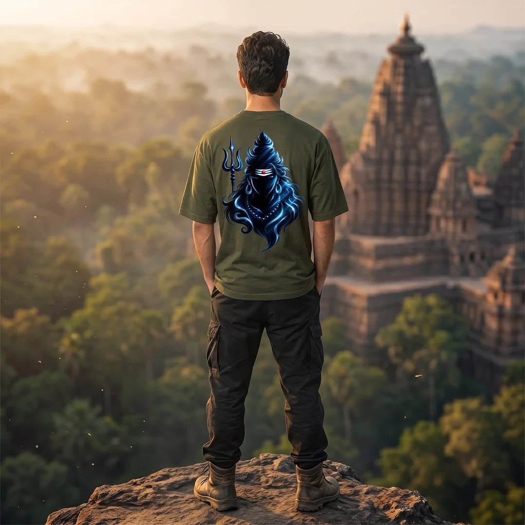 Premium Neelkanth Mahadev Oversized Pure Cotton T-Shirt | 240 GSM Heavyweight Spiritual Streetwear Graphic Tee