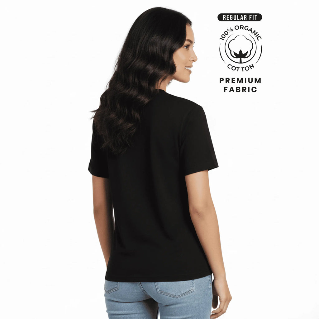 Premium 100% Organic Cotton Women’s Regular Fit Crew Neck T-Shirt – 180 GSM Bio-Washed Comfort Tee