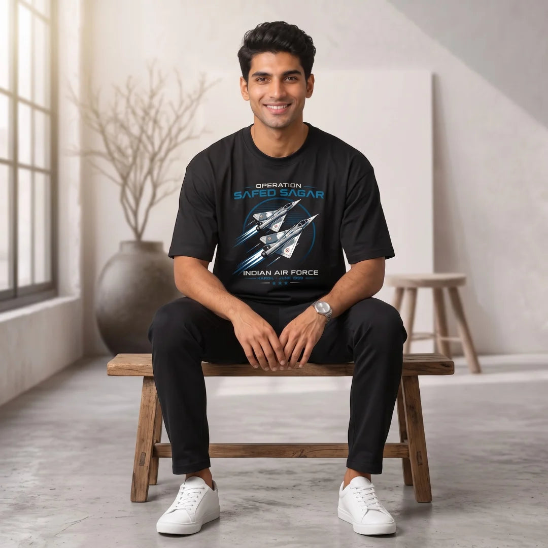 Indian Air Force Operation Safed Sagar Oversized T-Shirt - 240 GSM