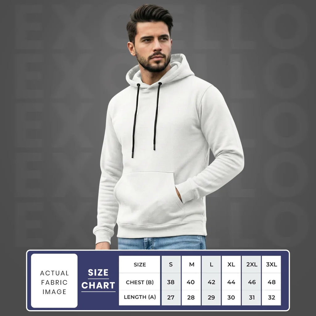 Men's Premium Solid Hoodie | Classic Regular Fit Cotton Blend Pullover Hoodie with Kangaroo Pocket | Essential Casual Winter Streetwear