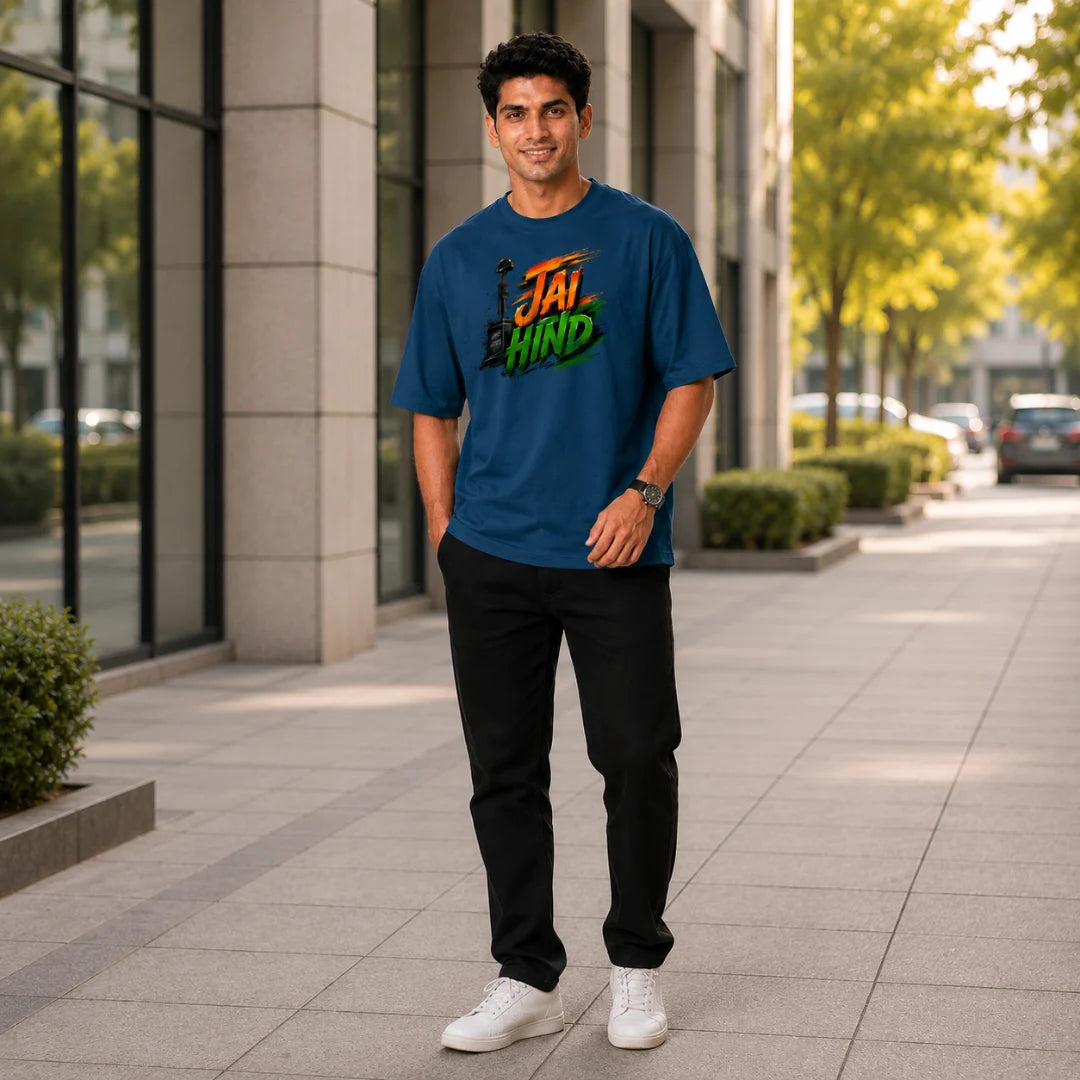 Indian Patriot Jai Hind Graphic Oversized T-Shirt - Heavyweight 240 GSM