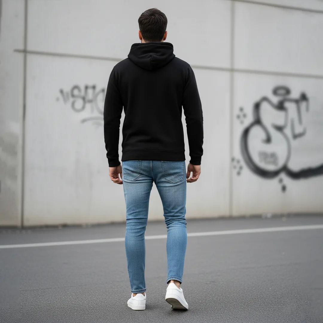 Men's Premium Solid Hoodie | Classic Regular Fit Cotton Blend Pullover Hoodie with Kangaroo Pocket | Essential Casual Winter Streetwear