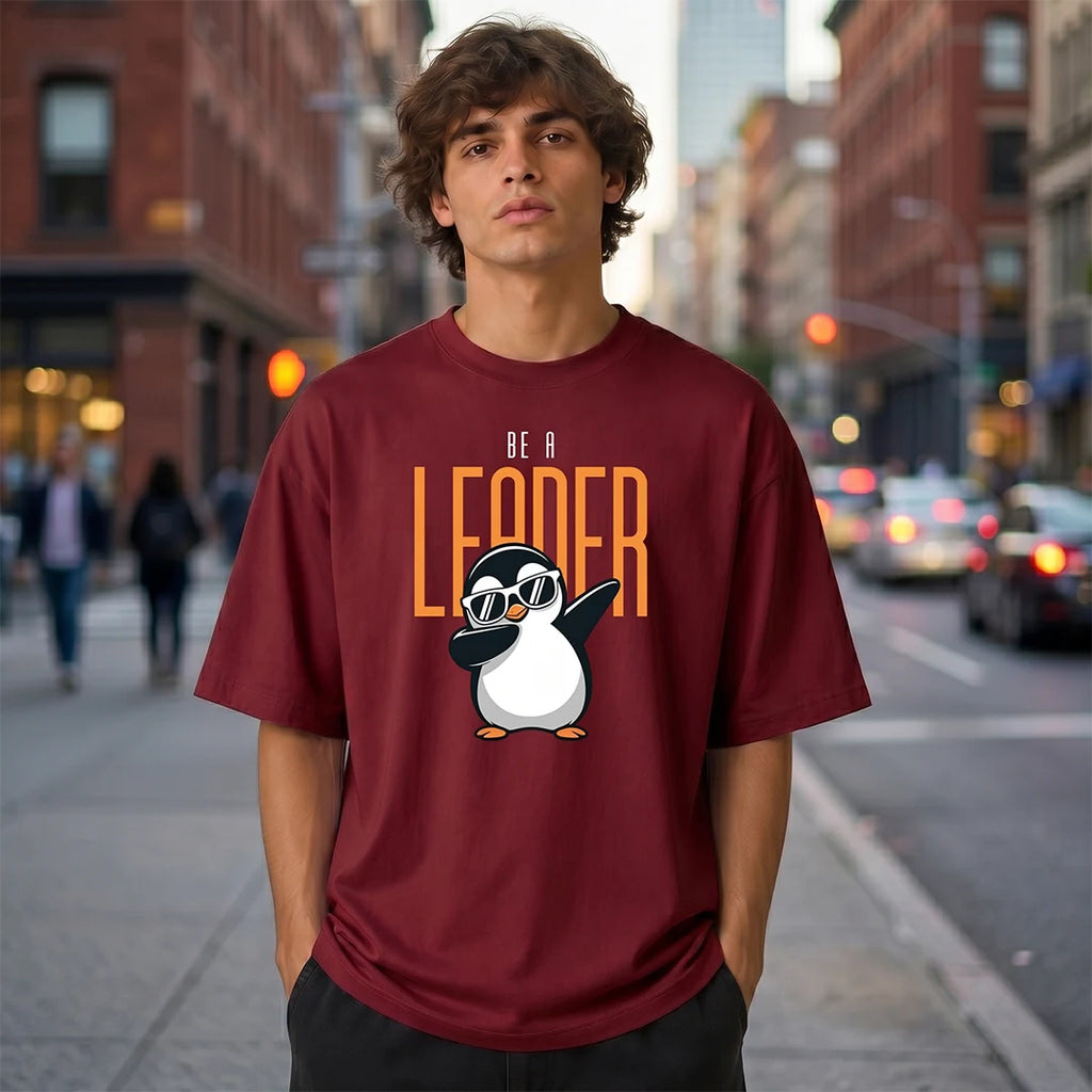Excello Premium Oversized Graphic T-Shirt | 240 GSM Pure Cotton | Be A Leader