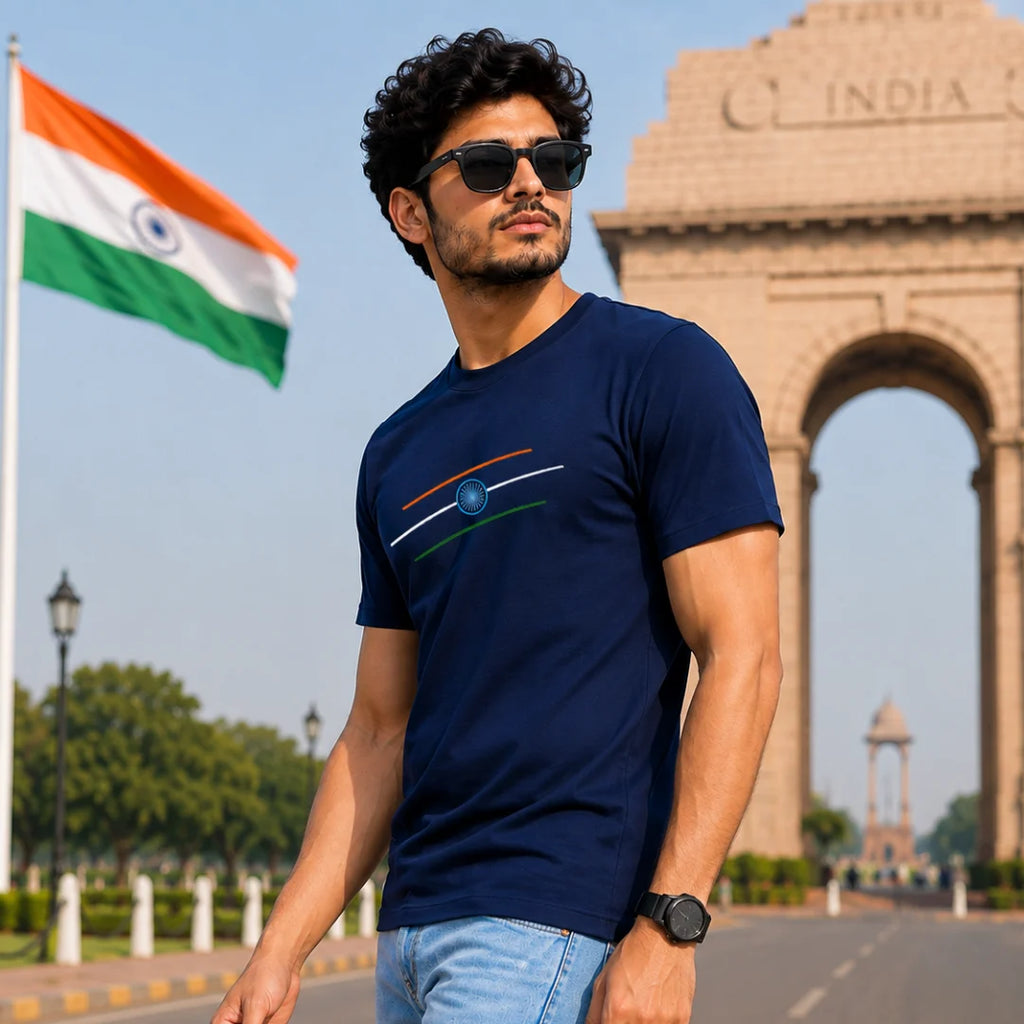 Premium Patriotic Theme Pure Cotton T-Shirt | 180 GSM, Bio-Washed Regular Fit Graphic Tee