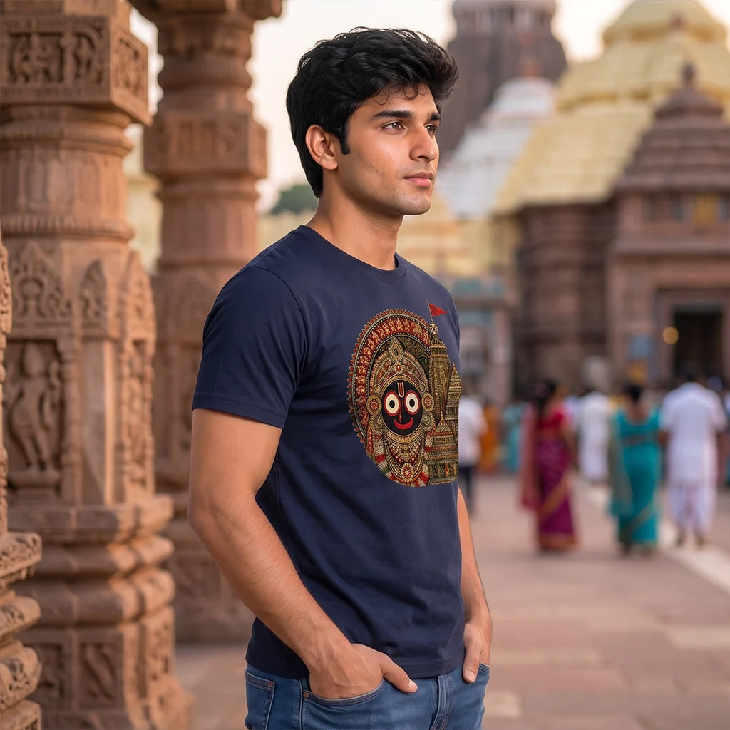 Men's Jagannath Puri Printed Round Neck Regular Fit T-Shirt (180 GSM)