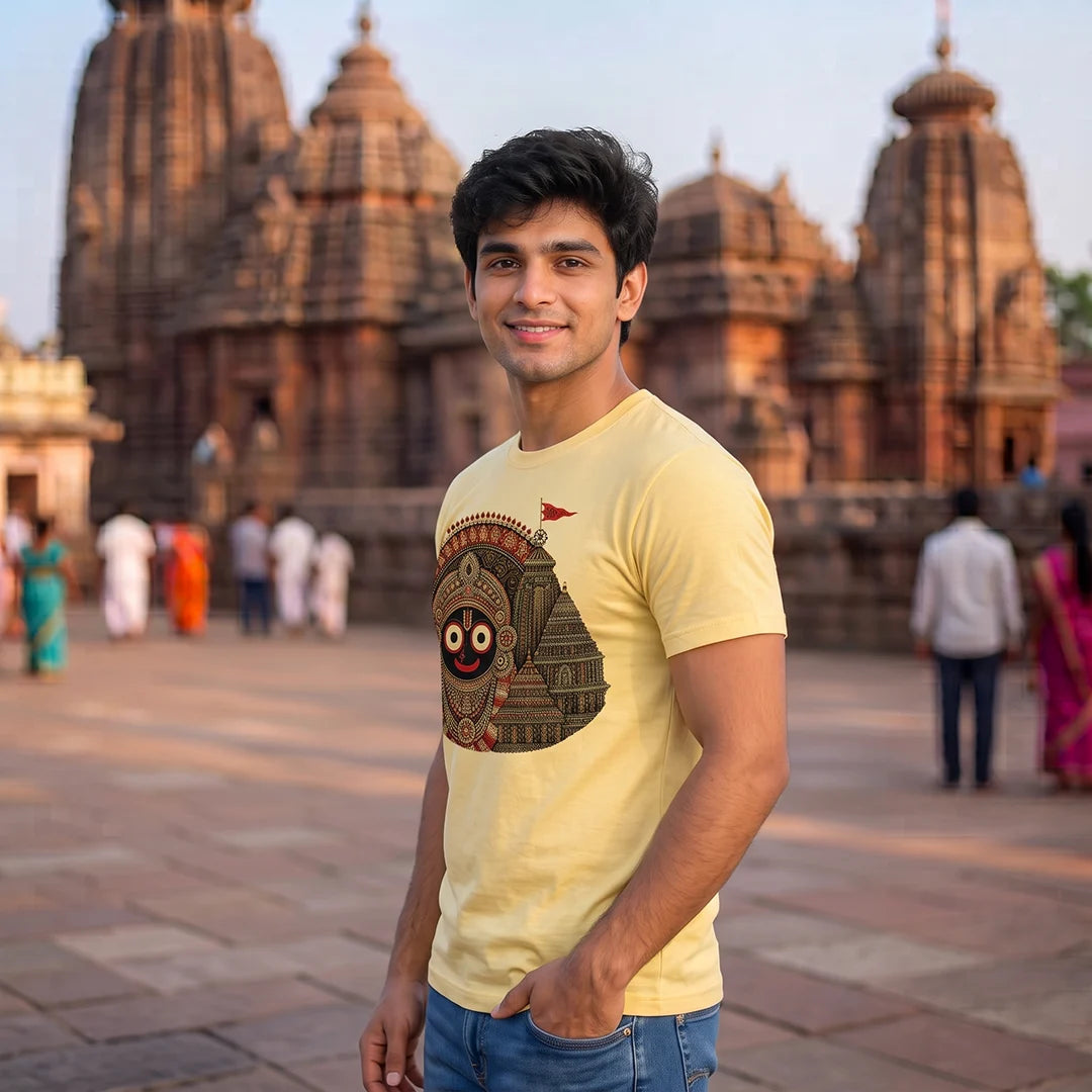 Men's Jagannath Puri Printed Round Neck Regular Fit T-Shirt (180 GSM)