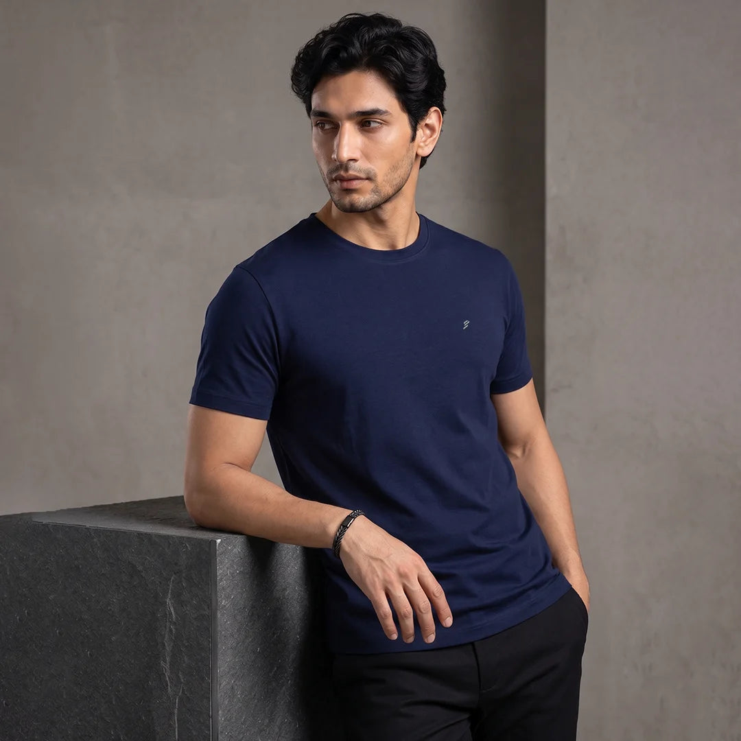 Premium Pure Cotton 180 GSM Regular Fit Round Neck T-Shirt – Double Bio-Washed Luxury Comfort