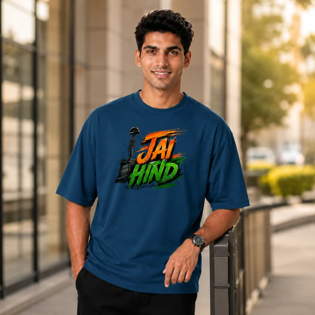 Indian Patriot Jai Hind Graphic Oversized T-Shirt - Heavyweight 240 GSM