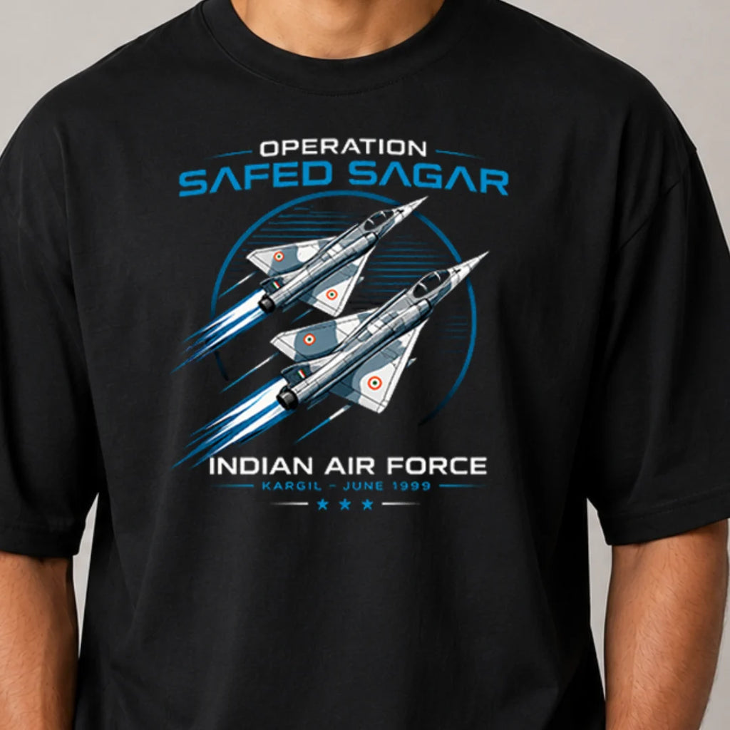 Indian Air Force Operation Safed Sagar Oversized T-Shirt - 240 GSM