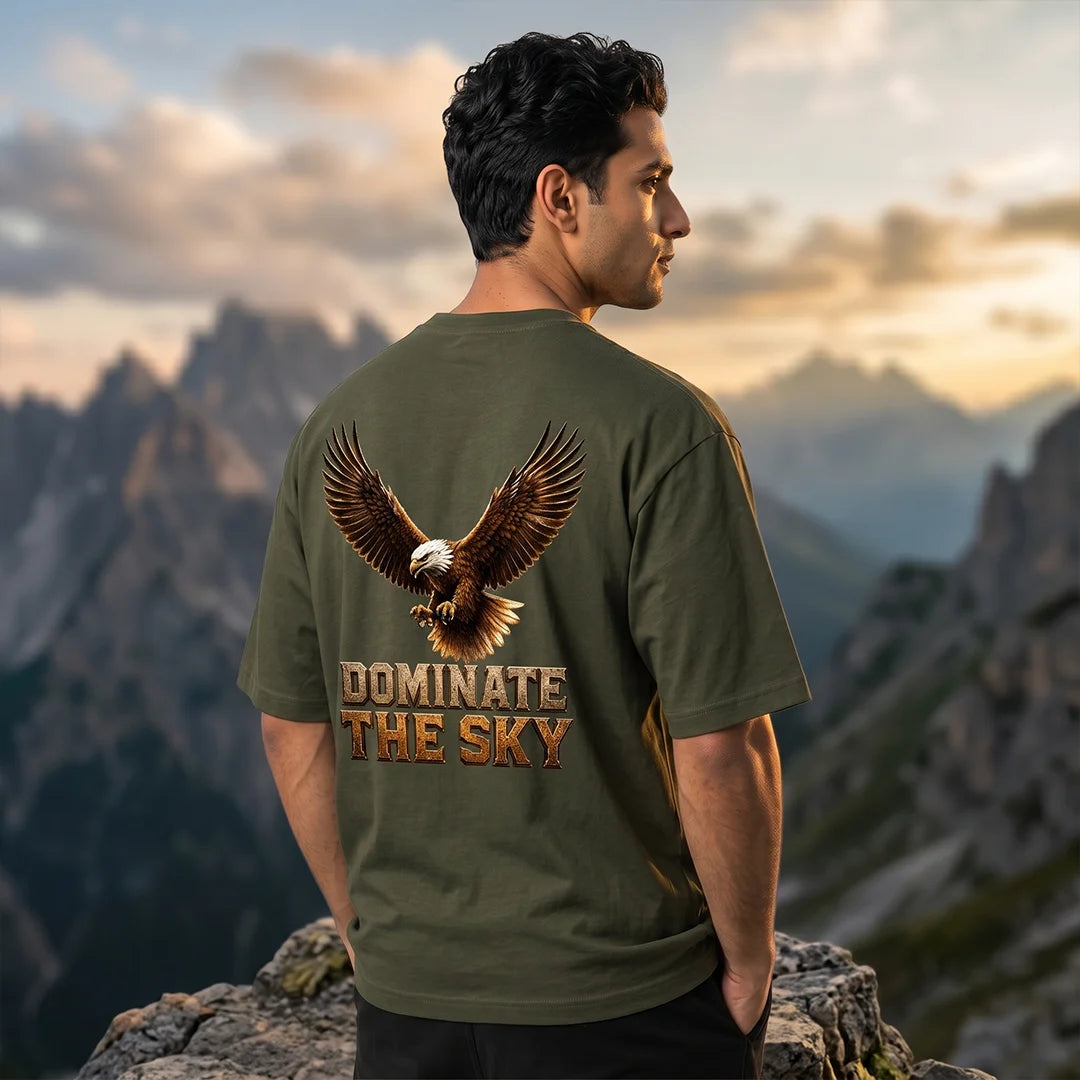 Men's India Air Force Eagle Graphic T-Shirt - 240 GSM Oversized