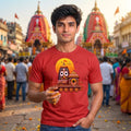 Premium Men's Pure Cotton Lord Jagannath Face & Rath Yatra Chariot Graphic T-Shirt