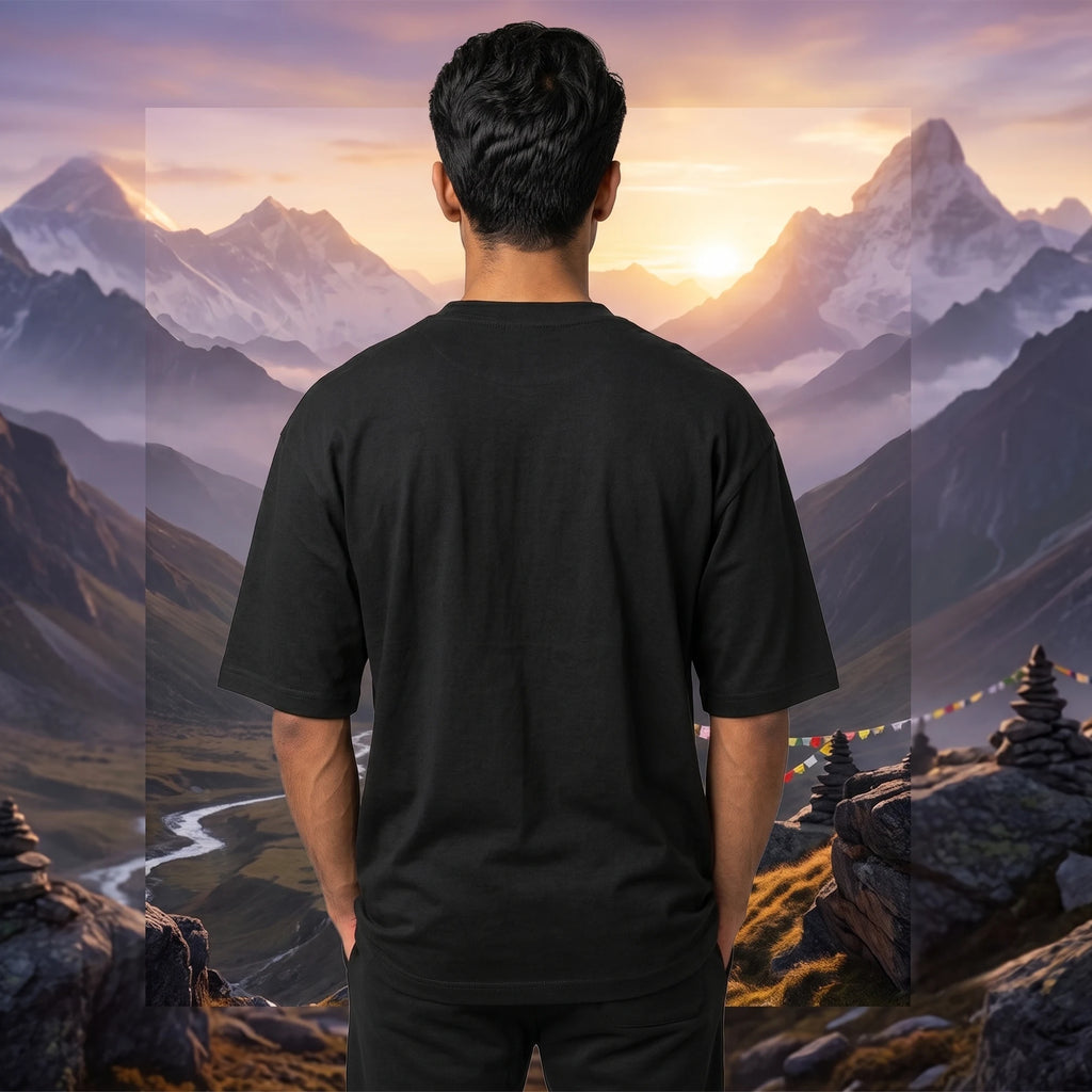 Lord Shiva Trishul Graphic Printed Oversized T-Shirt | Premium 240 GSM Pure Cotton Breathable Devotional Tee