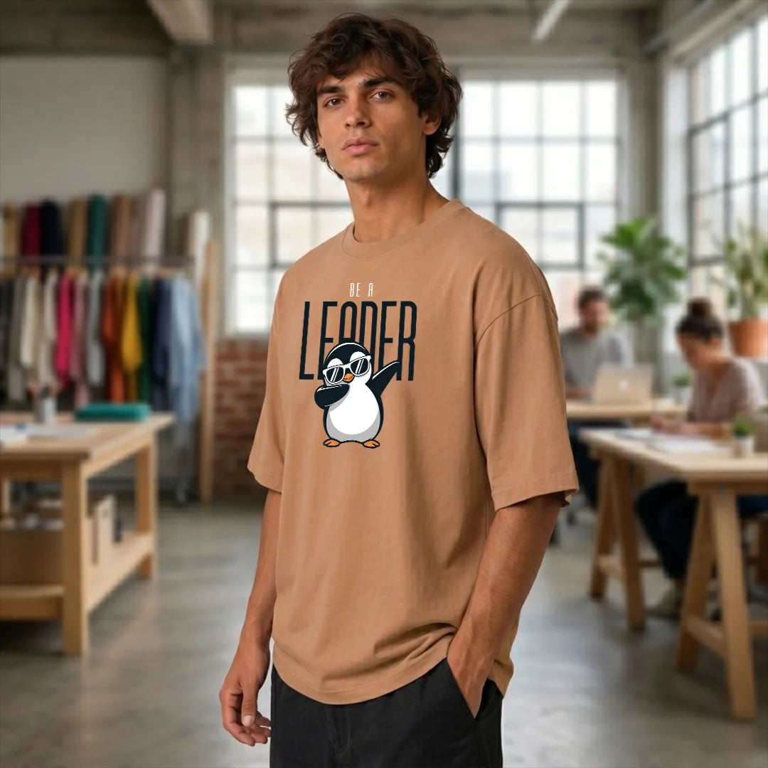 Excello Premium Oversized Graphic T-Shirt | 240 GSM Pure Cotton | Be A Leader
