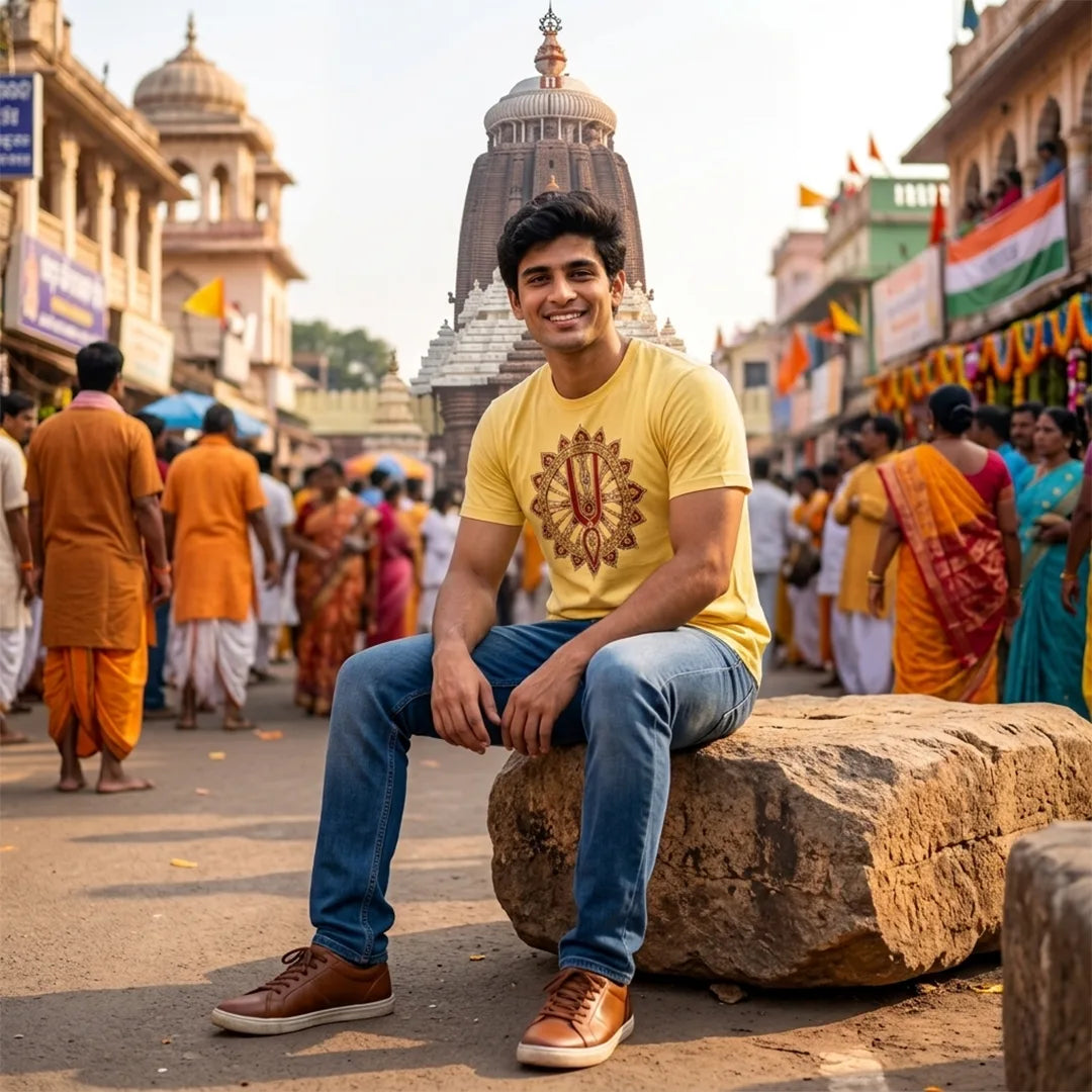 Premium Men's Pure Cotton Jagannath Puri Rath Yatra Graphic T-Shirt