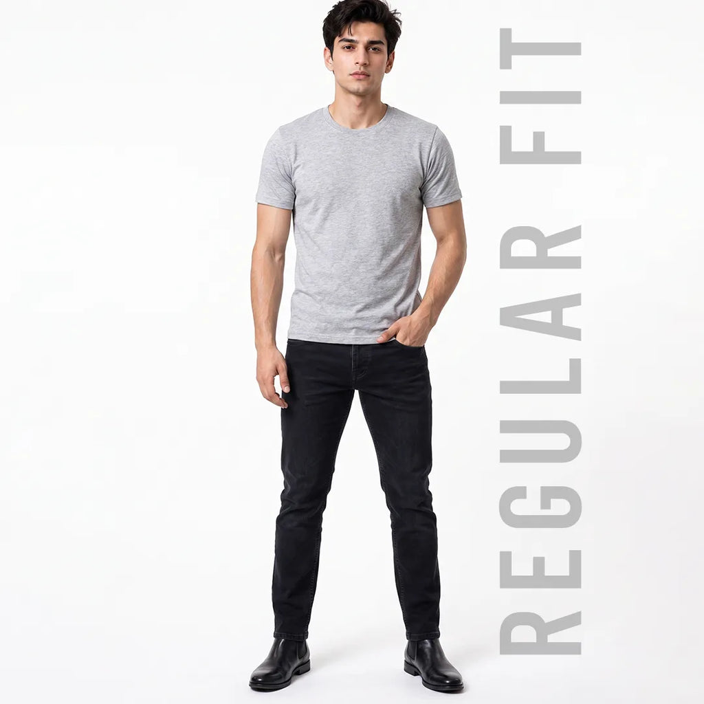 Premium Men's Cotton Blend Round Neck T-Shirt - Regular Fit, 180 GSM, Double Bio-Wash