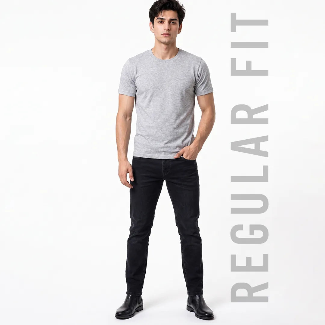 Premium Men's Cotton Blend Round Neck T-Shirt - Regular Fit, 180 GSM, Double Bio-Wash