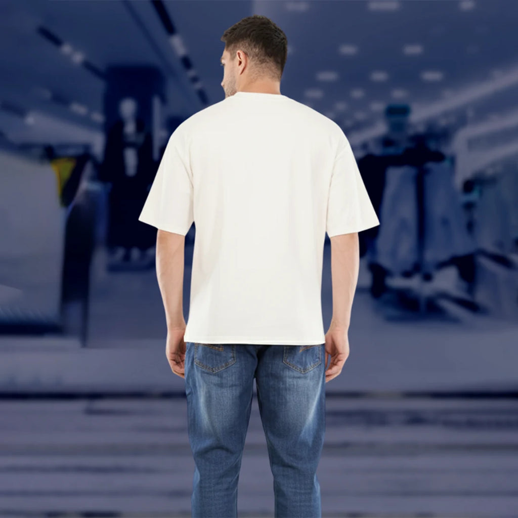 Men’s Premium Beige Oversized T-Shirt | 100% Rich Cotton | Trendy Drop-Shoulder Streetwear Tee
