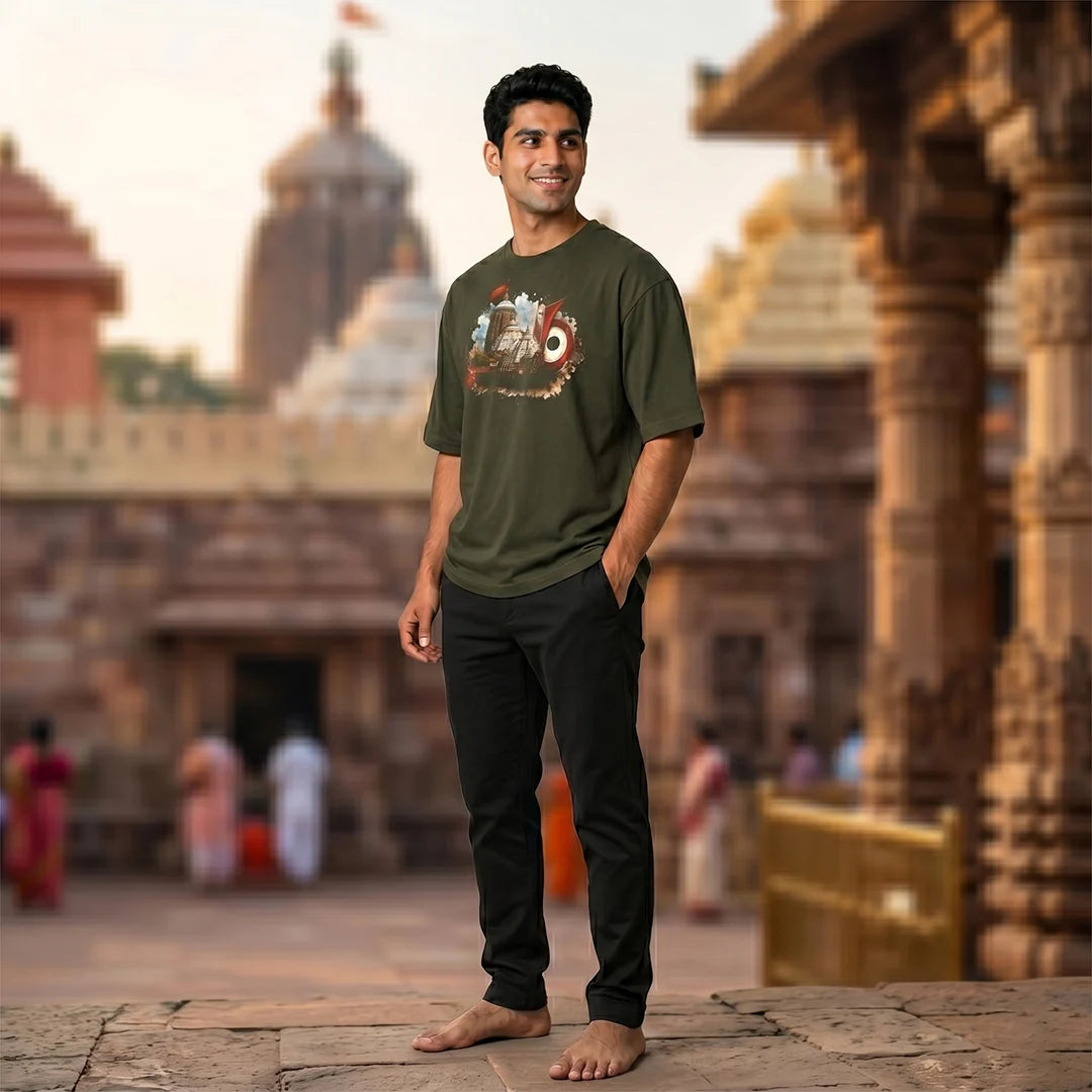 Premium Puri Jagannath Temple Graphic Oversized T-Shirt - 240 GSM Pure Cotton