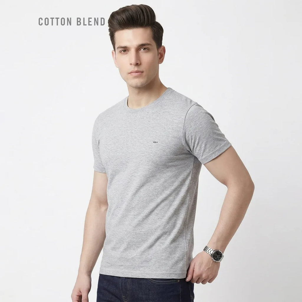 Premium Men's Cotton Blend T-Shirt | 180 GSM Bio-Washed | Excello Embroidered Logo