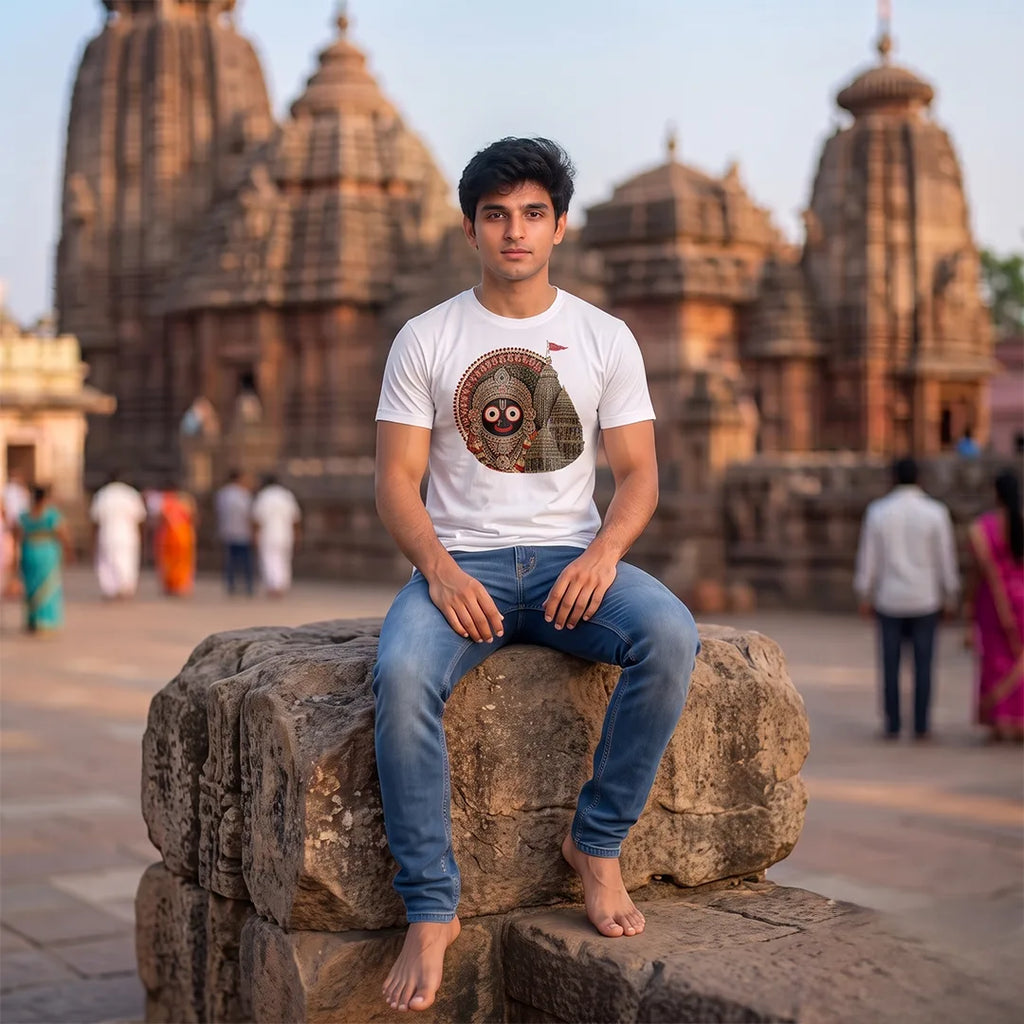 Men's Jagannath Puri Printed Round Neck Regular Fit T-Shirt (180 GSM)