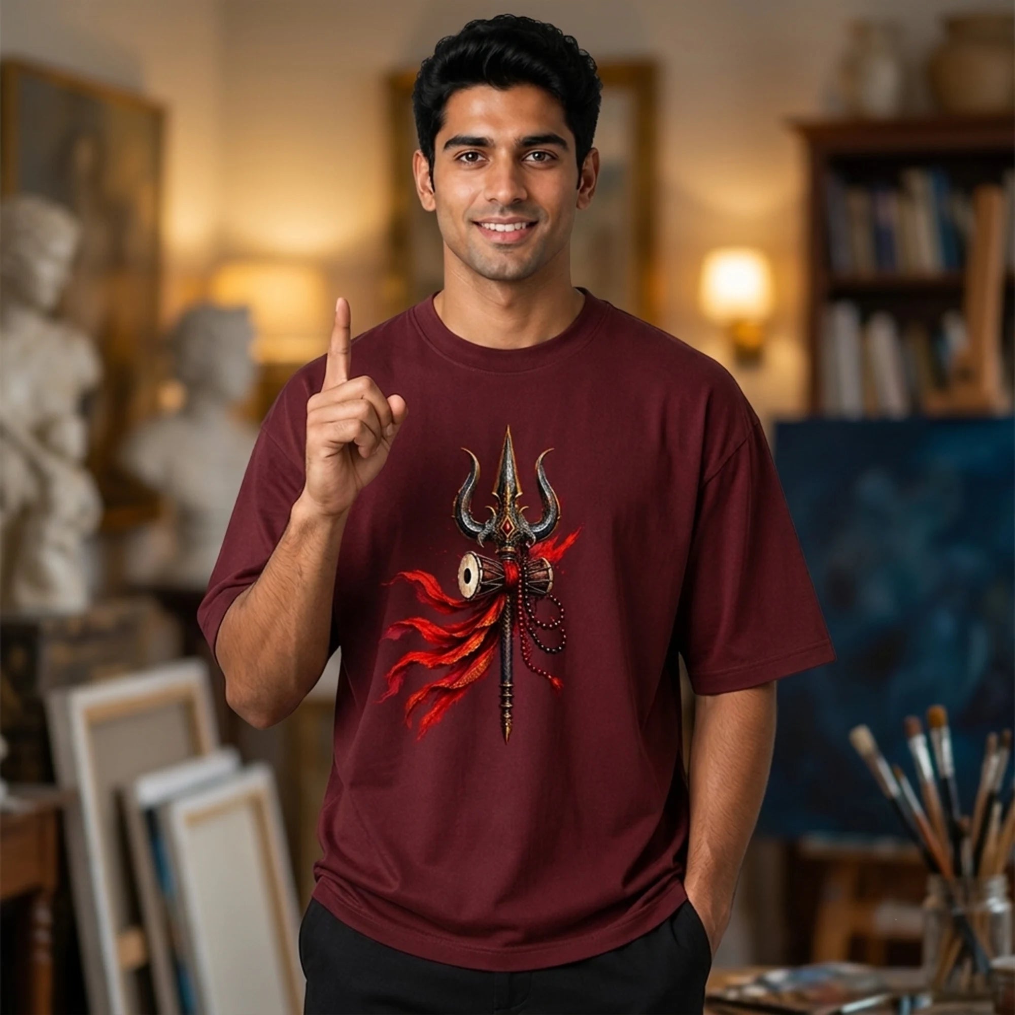 Mahakal Lord Shiva Printed Oversized T-Shirt for Men | Premium 240 GSM Heavyweight Cotton Graphic Streetwear Tee
