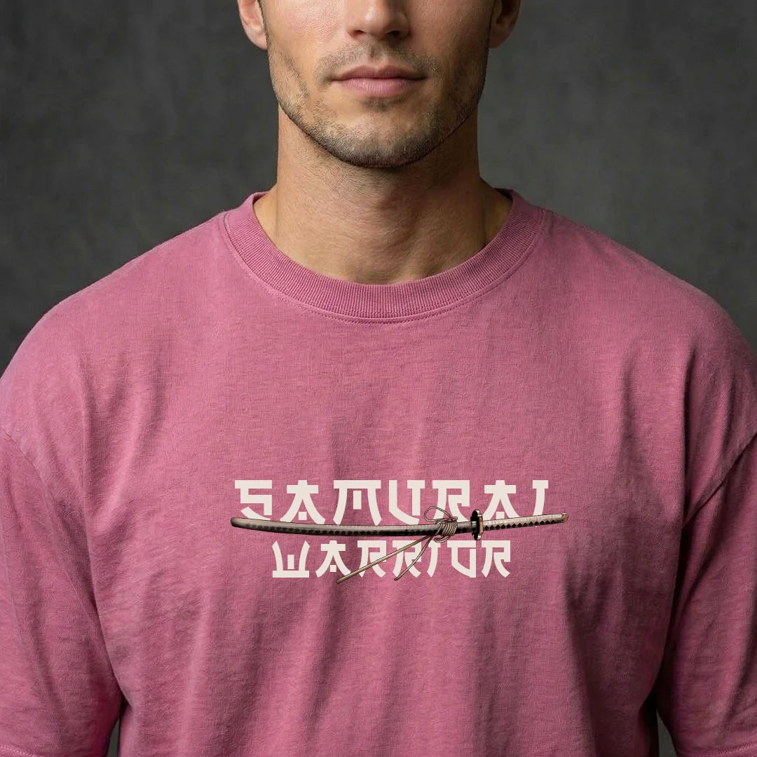 "Samurai Warrior" Graphic Oversized T-Shirt – Onion Pink