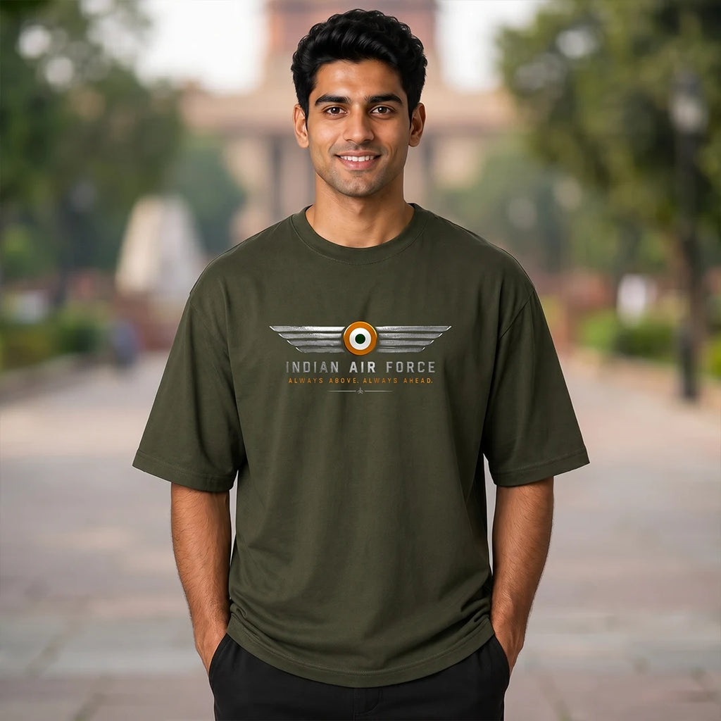 Men's India Air Force Eagle Graphic T-Shirt - 240 GSM Oversized