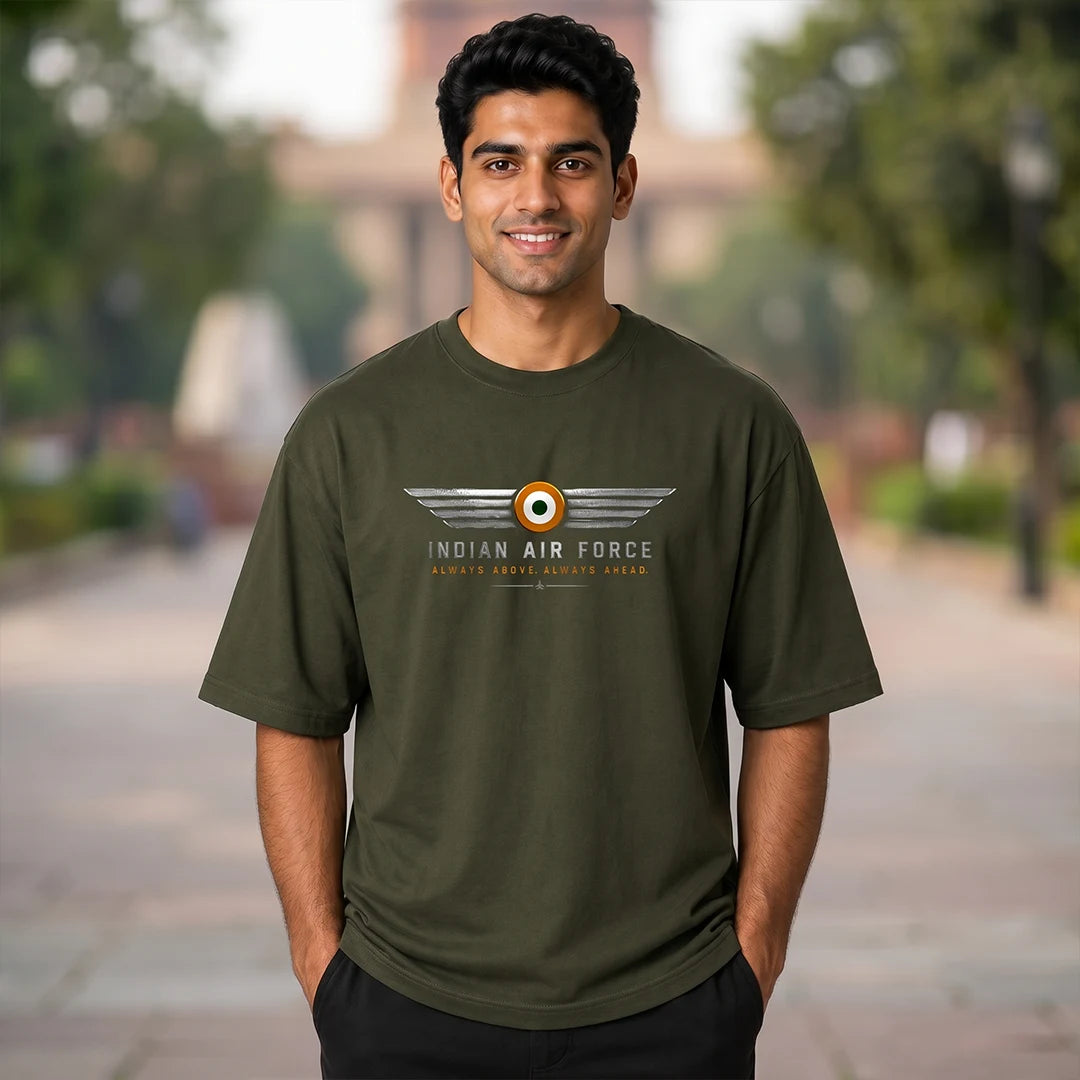 Men's India Air Force Eagle Graphic T-Shirt - 240 GSM Oversized