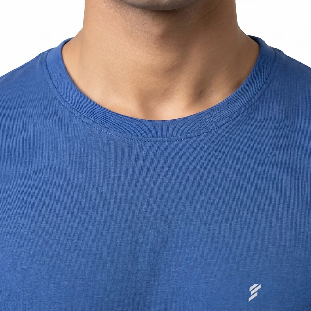 Men's Regular Fit Round Neck T-Shirt – Premium 180 GSM Biowashed Cotton Blend Half Sleeve Tee