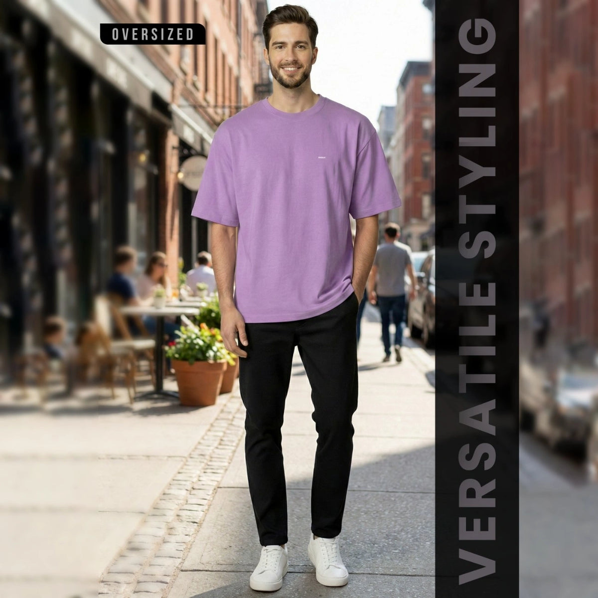 Premium 100% Organic Cotton Men's Oversized T-Shirt – Heavyweight 240 GSM Bio-Washed Relaxed Fit Tee