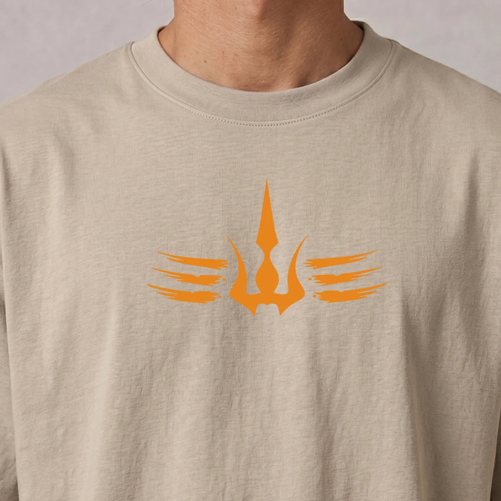 Mahadev Trishul Drop Shoulder T-Shirt | Heavyweight 240 GSM Pure Cotton