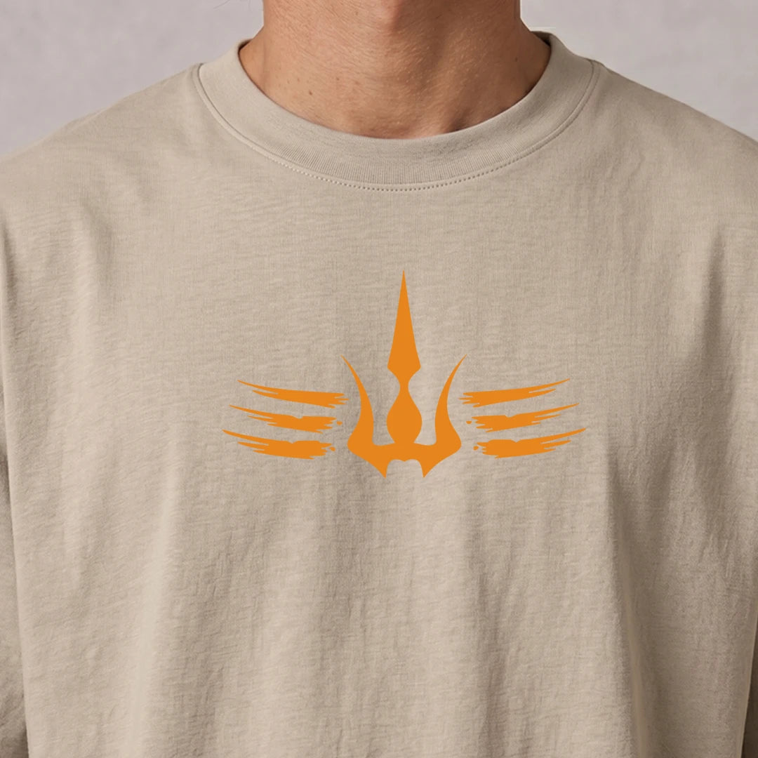 Mahadev Trishul Drop Shoulder T-Shirt | Heavyweight 240 GSM Pure Cotton