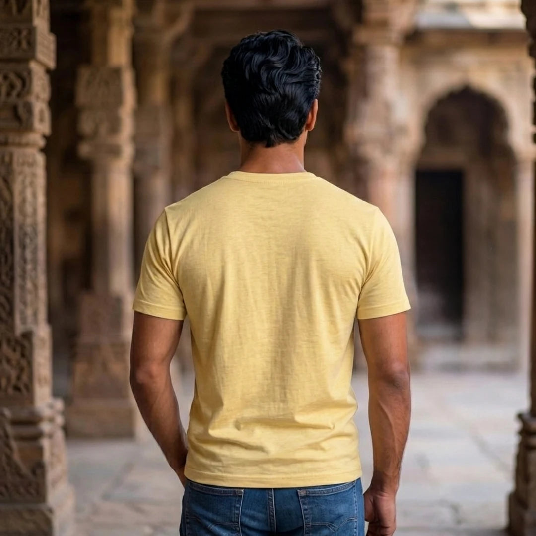 Men's Pure Cotton Regular Fit Mahadev Trishul Damru Graphic T-Shirt | 180 GSM Bio-Washed Spiritual Casual Tee