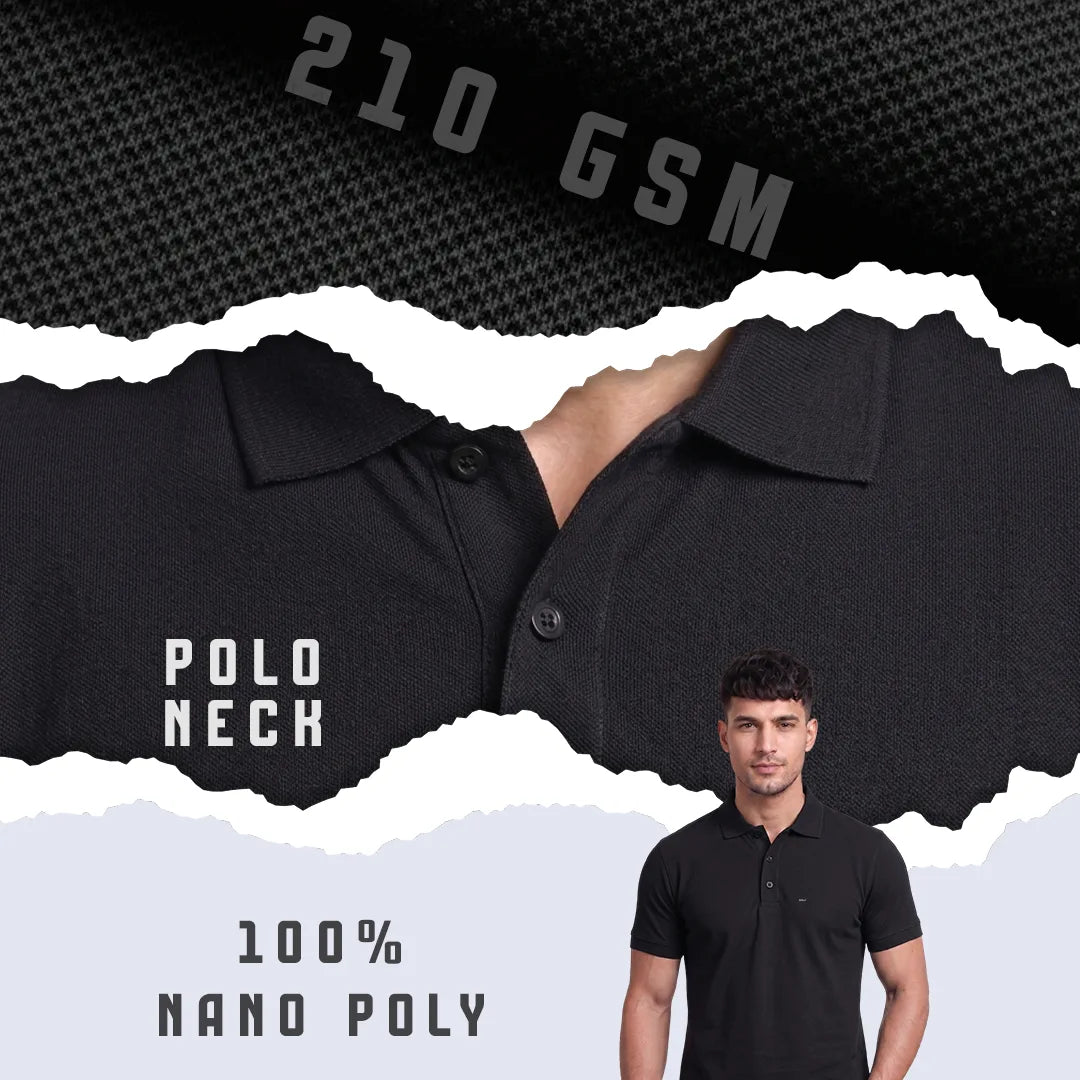 Excello Premium Men's Aeropiq Polo T-Shirt | Wrinkle-Free 100% Nanopoly