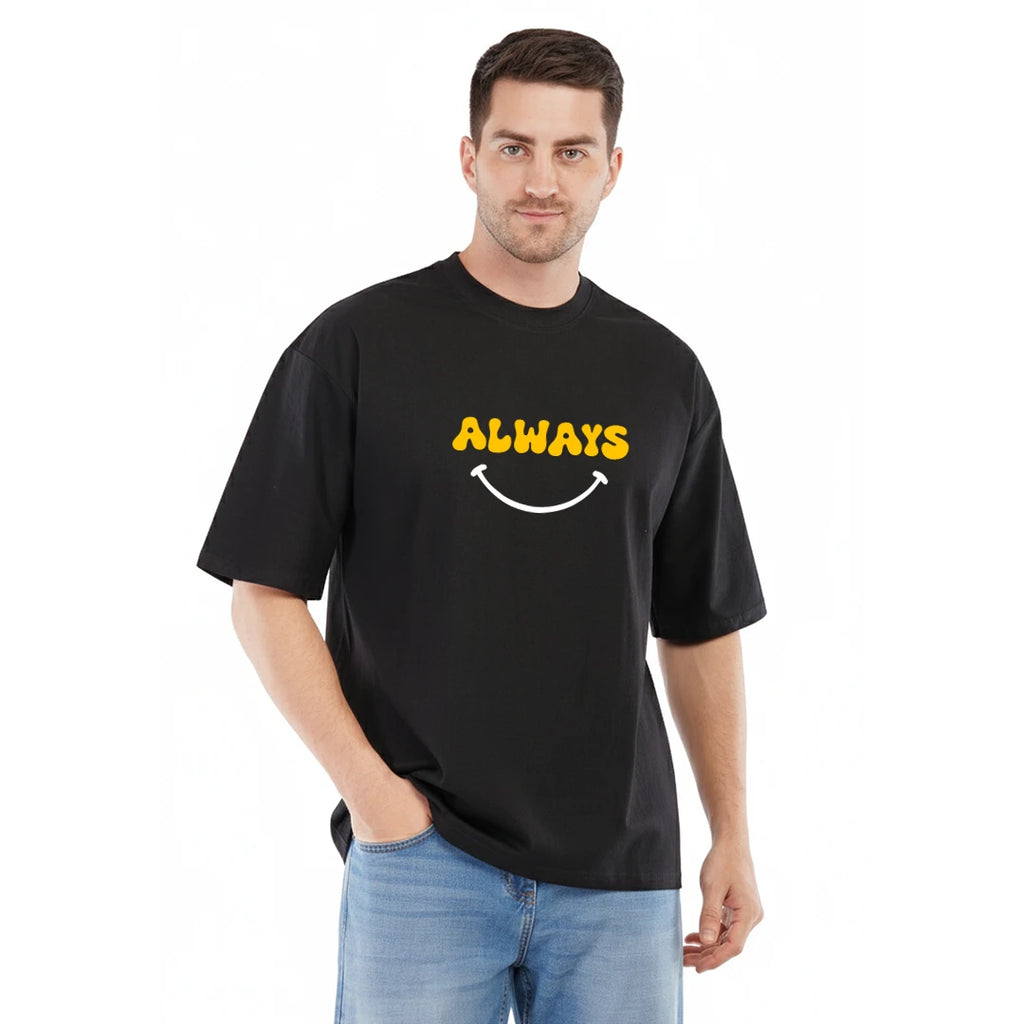 Always Keep Smiling Graphic Oversized T-Shirt | 100% Pure Cotton Streetwear Tee