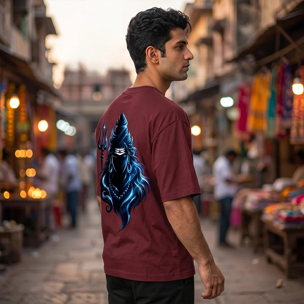 Premium Neelkanth Mahadev Oversized Pure Cotton T-Shirt | 240 GSM Heavyweight Spiritual Streetwear Graphic Tee