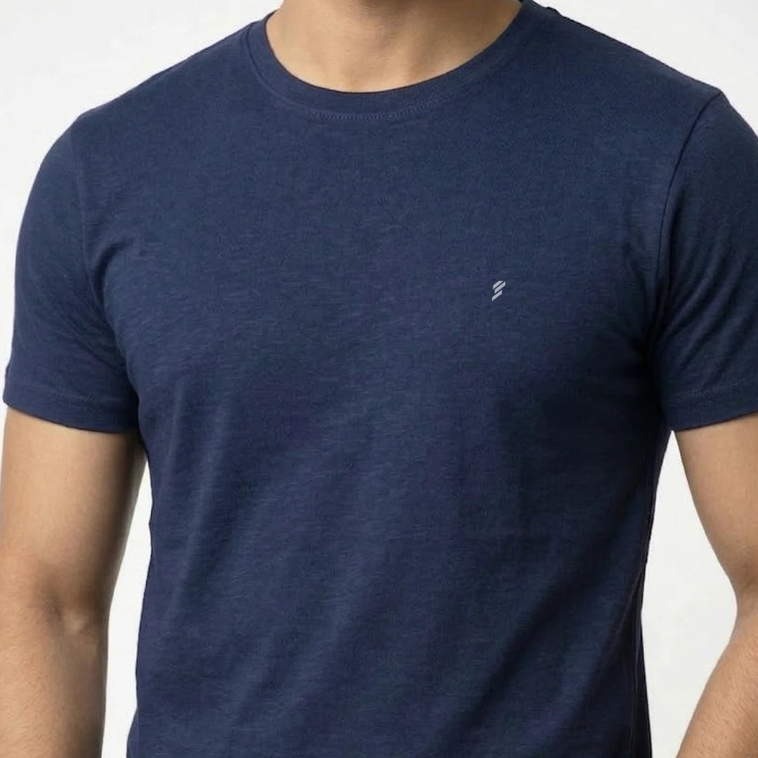 Men's Regular Fit Round Neck T-Shirt – Premium 180 GSM Biowashed Cotton Blend Half Sleeve Tee