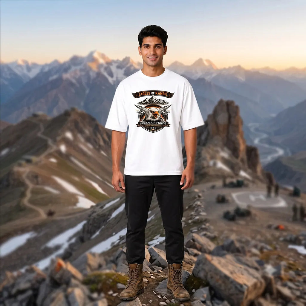 Men's 240 GSM Oversized Graphic T-Shirt - Indian Air Force 1999 Eagles of Kargil Edition