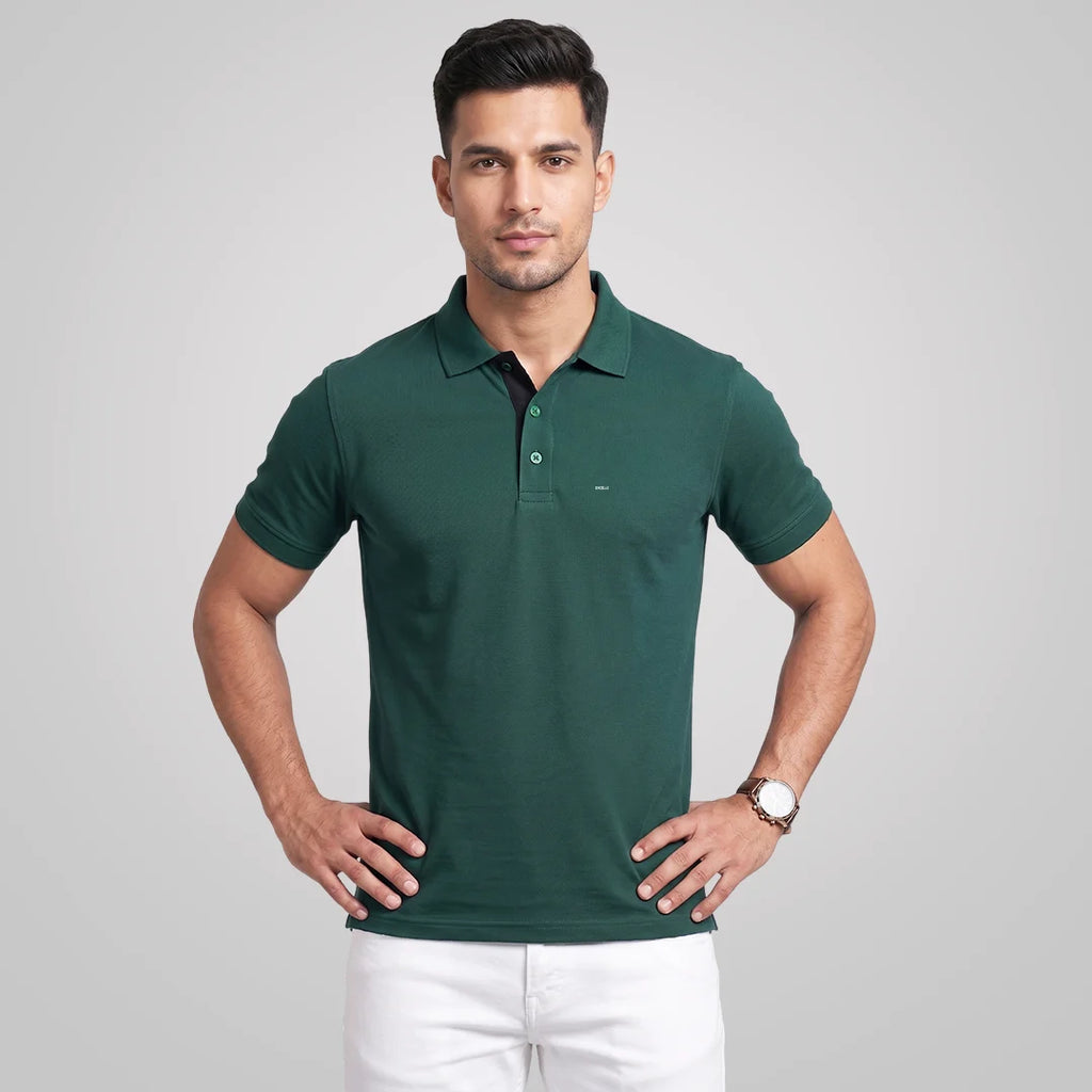Excello Premium Men's Aeropiq Polo T-Shirt | Wrinkle-Free 100% Nanopoly