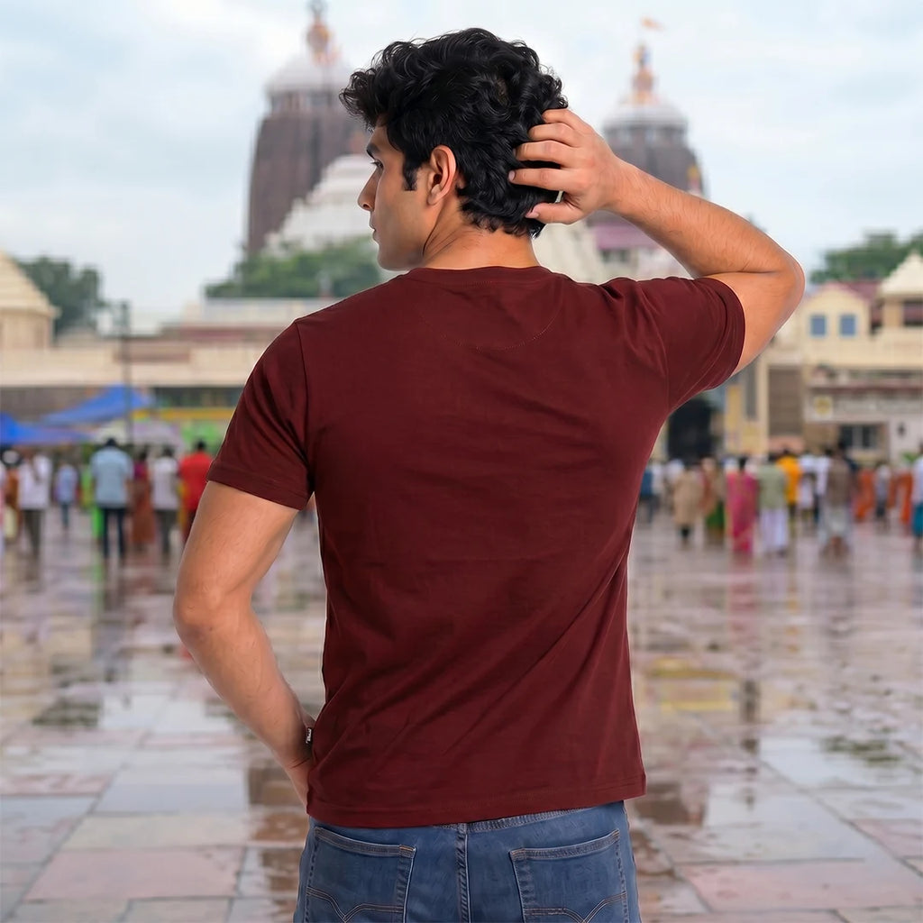 Men's Jagannath Puri Printed Round Neck Regular Fit T-Shirt (180 GSM)