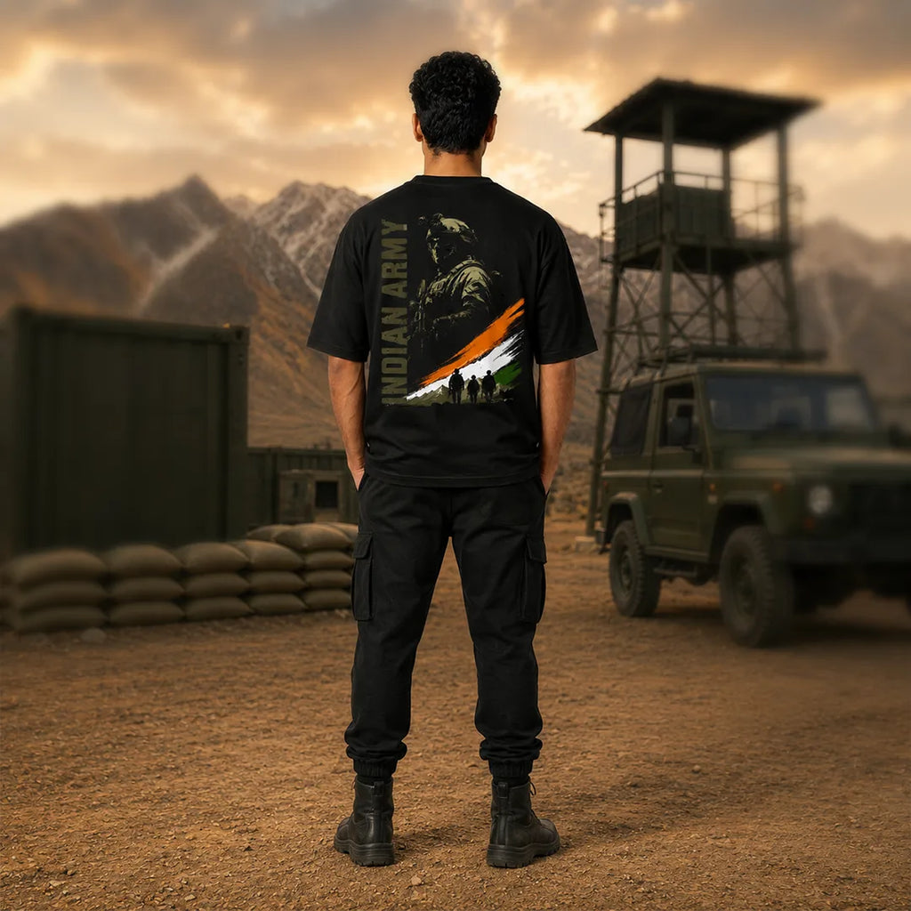 The Veteran's Choice: Indian Army Oversized T-Shirt - 240 GSM Pure Cotton