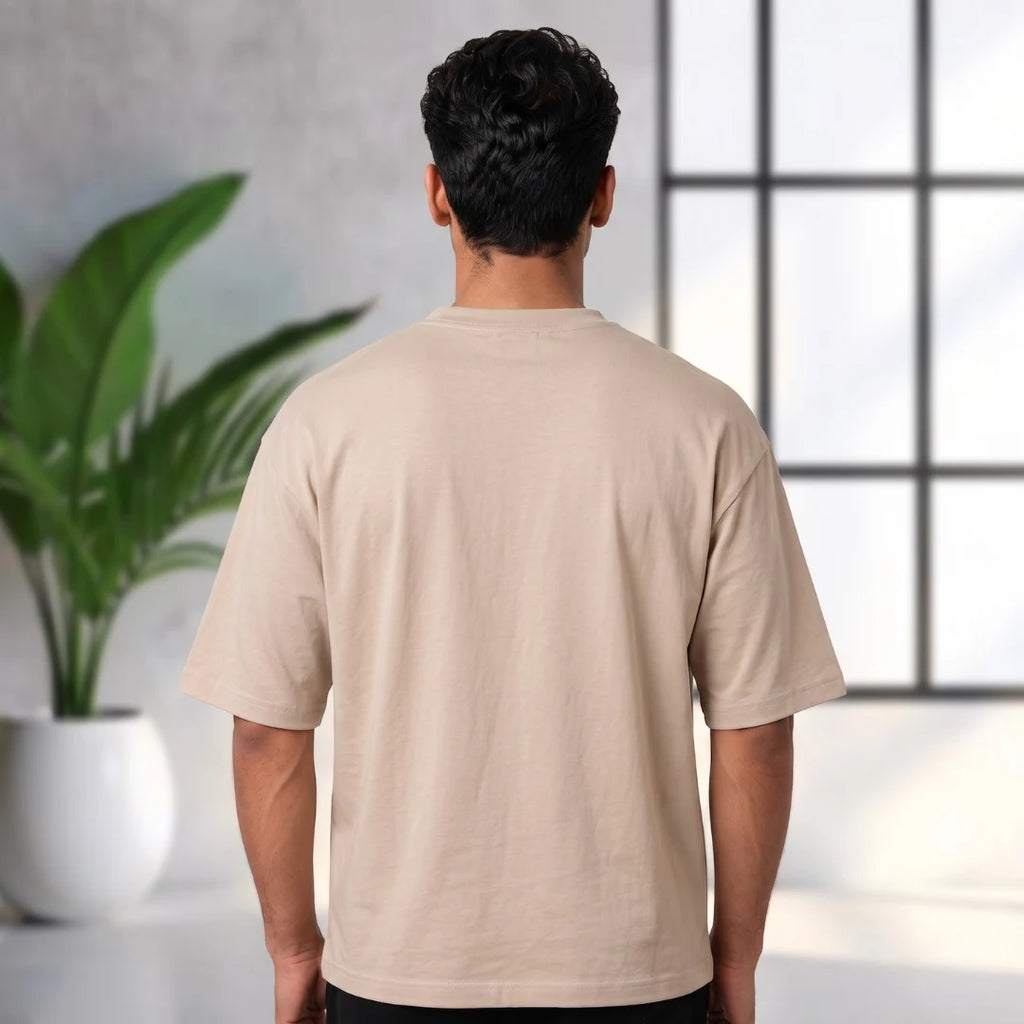 Men's "True Indian Never Quits" Oversized Graphic T-Shirt - 240 GSM Pure Cotton, Bio-Washed