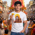 Premium Men's Pure Cotton Lord Jagannath Face & Rath Yatra Chariot Graphic T-Shirt