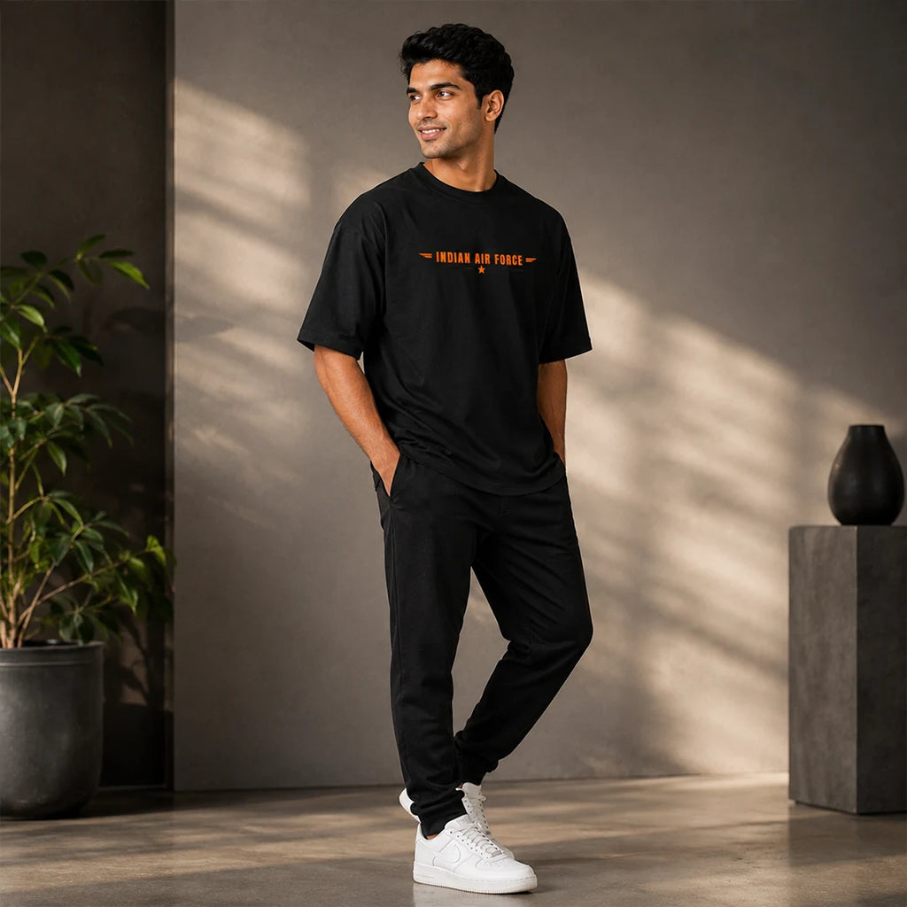 Men's Oversized Graphic T-Shirt - Operation Safed Sagar IAF Tribute, 240 GSM Pure Cotton, Bio-Washed
