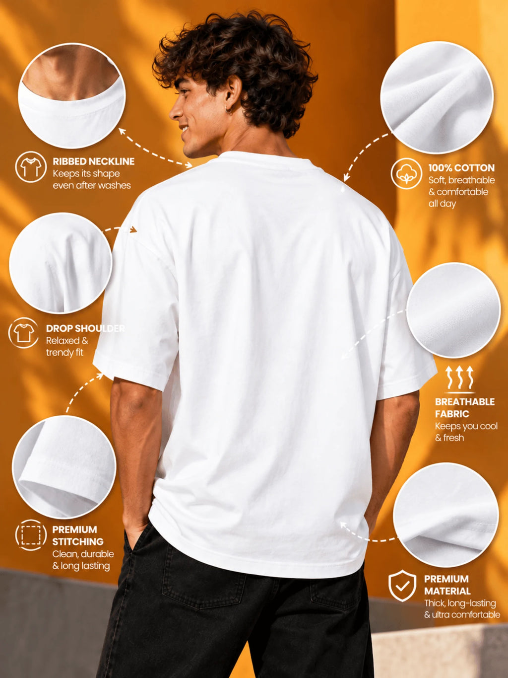 Excello Men's 'I Can' Motivational Graphic Oversized T-Shirt |  White